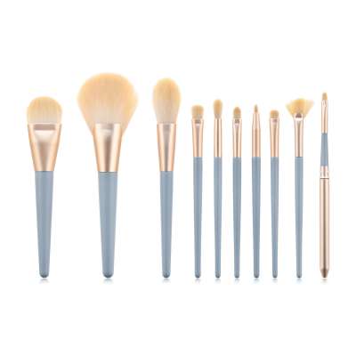 New Arrival Wholesale Woman Makeup Tools 10pcs Pieces Wooden Handle Makeup Brushes