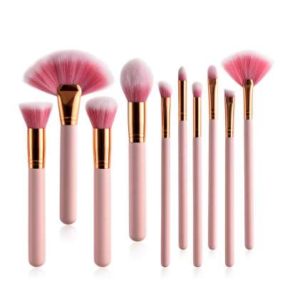 Hot Sale Pink 10 Pieces Glitter Handle Makeup Brush Set Private Label Makeup Brush